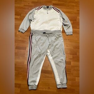 Sean John Tracksuit Mens 4XL White Gray Jacket Pants Set Hip Hop Y2K Lounge 4X